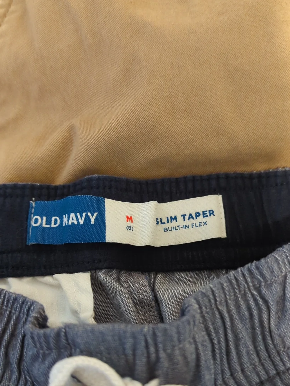 👖🤎💙Old Navy Slim Taper Drawstring Pants in Tan and Blue🤎💙👖